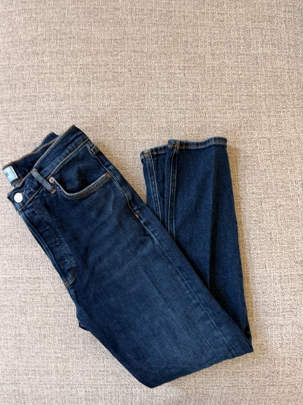 AGOLDE Women's Nico High Rise Slim Fit Jeans in a blue denim wash